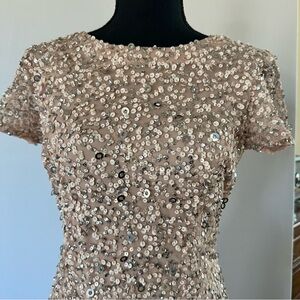 Adrianna Papell Scoop Back Sequin Dress in Cream size 6